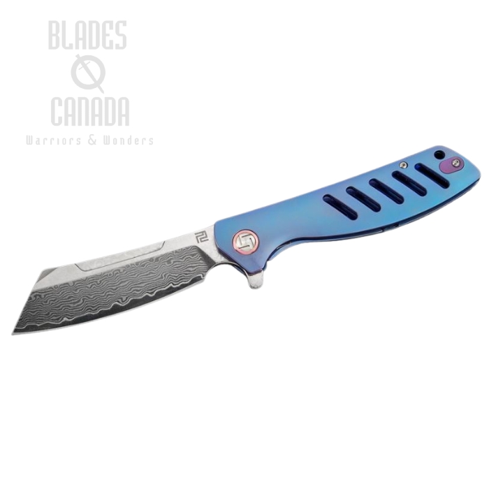 Artisan Cutlery Tomahawk Flipper Folding Knife, Damascus, Titanium, 1815GSDBU