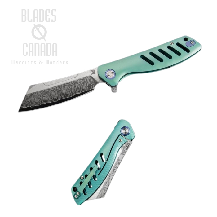 Artisan Cutlery Tomahawk Flipper Framelock Knife, Damascus, Titanium, 1815GS-DGN