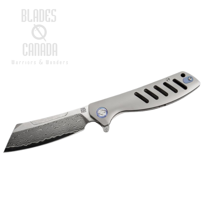 Artisan Cutlery Tomahawk Flipper Framelock Knife, Damascus, Titanium, 1815GS-DGY