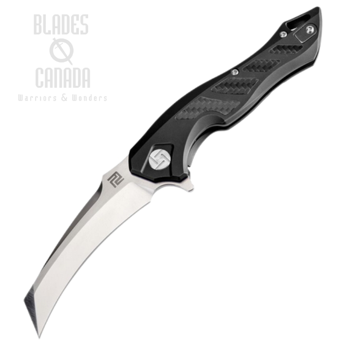 Artisan Cutlery Eagle Flipper Framelock Knife, S35VN Satin, Titanium Black/Carbon Fiber, 1816G-BKS