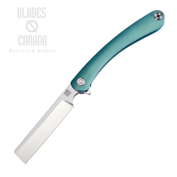 Artisan Cutlery Orthodox Flipper Framelock Knife, S35VN Satin, Titanium Green, 1817G-GNS