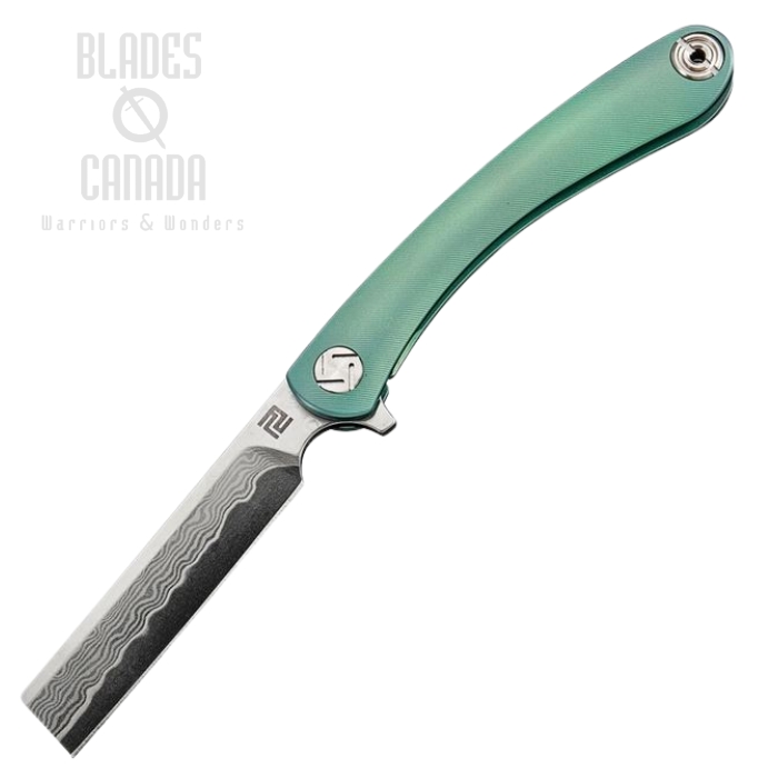 Artisan Cutlery Orthodox Framelock Flipper Knife, Damascus, Titanium Handle, 1817GS-DGN