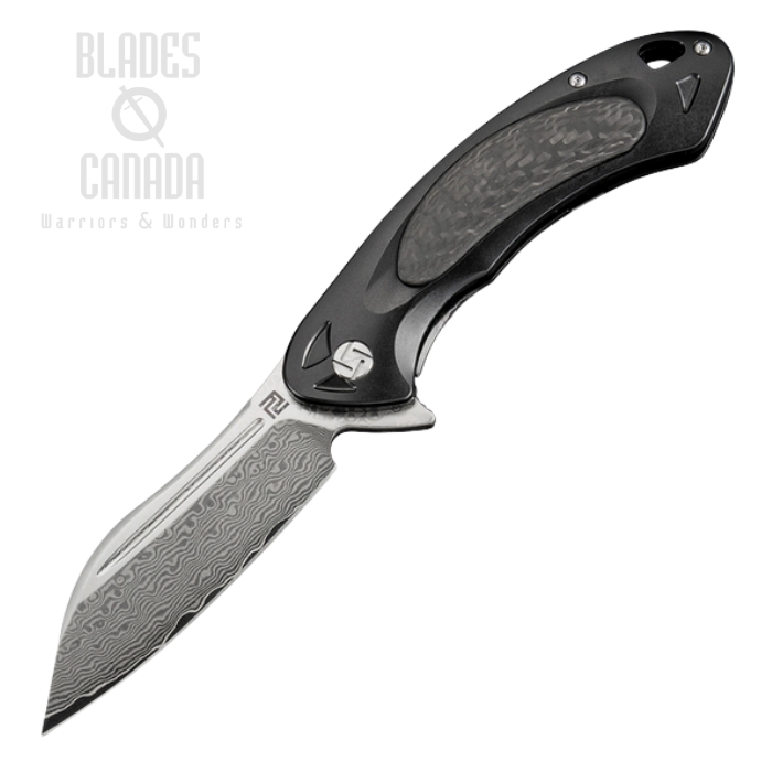 Artisan Cutlery Eterno Flipper Framelock Knife, Damascus, Titanium/CF, 1818GDBK