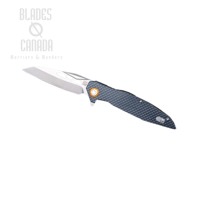 Artisan Cutlery Cygnus Flipper Folding Knife, D2, CF/Blue Weave, 1827PCFB-PBCF
