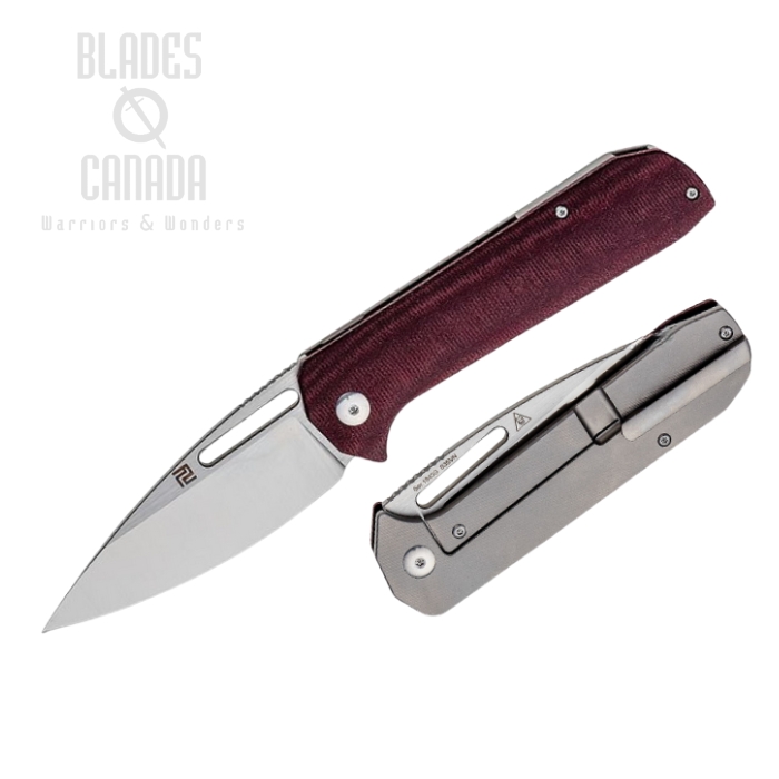 Artisan Cutlery Arion Framelock Folding Knife, CPM S35VN, Titanium/Micarta Burgundy, 1843G-DRC