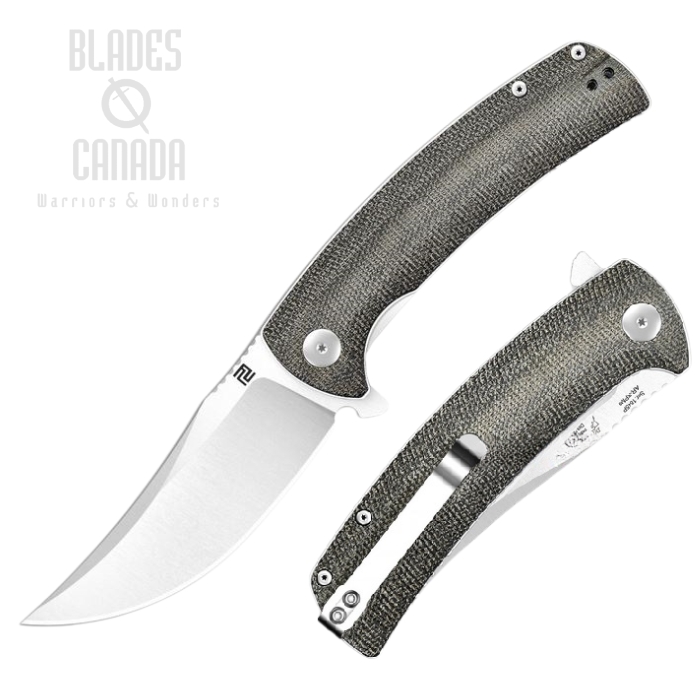 Artisan Cutlery Arroyo Flipper Folding Knife, AR-RPM9, Micarta, 1845P-ODG