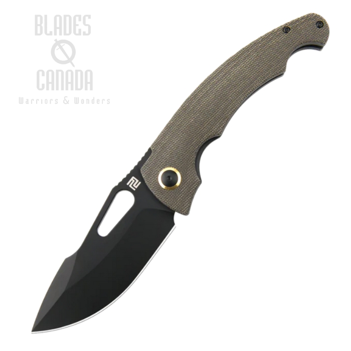 Artisan Cutlery Xcellerator Folding Knife, AR-RPM9 Black, Micarta Brown, 1860P-BODG