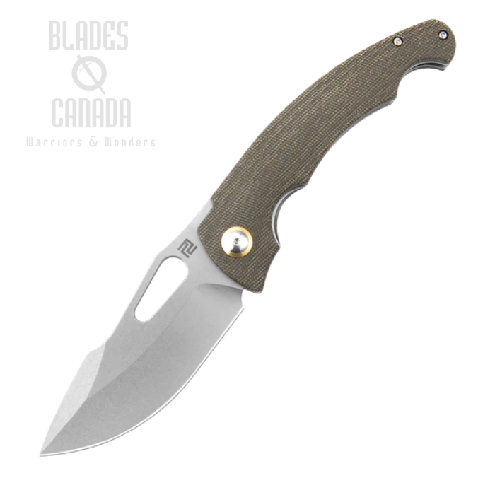 Artisan Cutlery Xcellerator Folding Knife, AR-RPM9 SW, Micarta Brown, 1860P-ODG