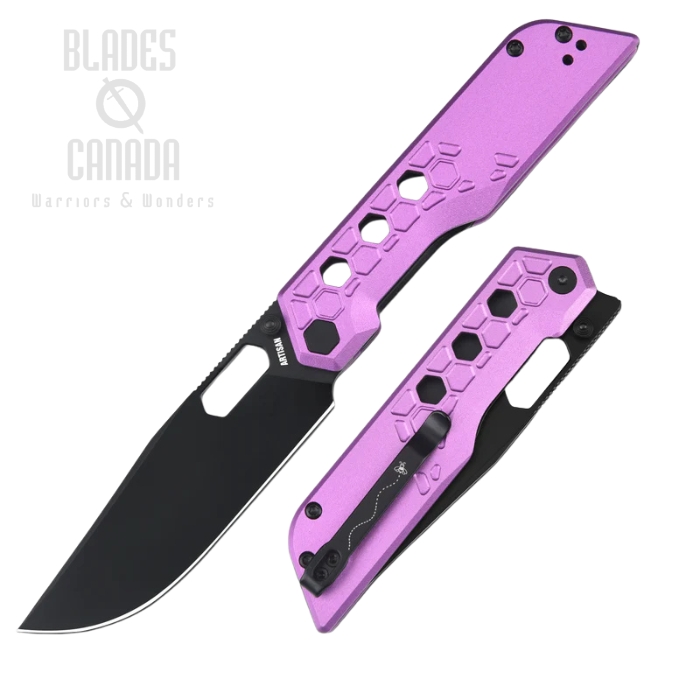 Artisan Cutlery Beest Flipper Folding Knife, AR-RPM9 Black, Aluminum Purple, 1878P-BVT