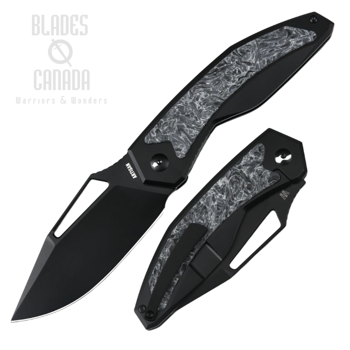 Artisan Cutlery Fragarach Frame Lock Folding Knife, S90V Black, Titanium/Fat Carbon, 1879G-BDM