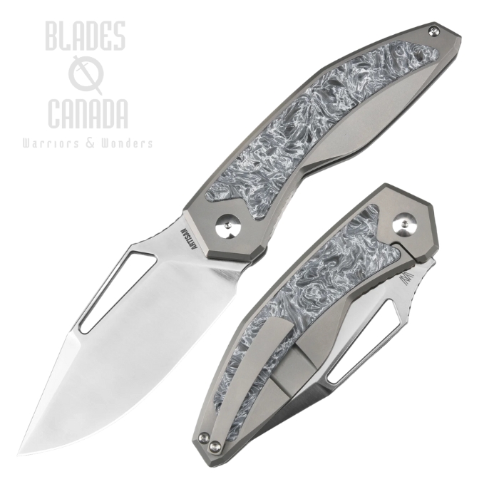 Artisan Cutlery Fragarach Frame Lock Folding Knife, S90V Sand Polish, Titanium/Fat Carbon, 1879G-DM