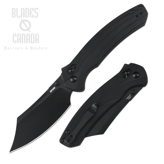Artisan Cutlery Simoon Flipper Recoil Lock V2 Folding Knife, AR-RPM9 Black, G10 Black, 1882P-BBK