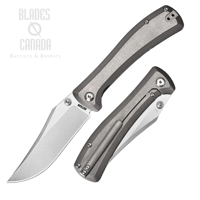 (image for) Artisan Cutlery Santee Framelock Folding Knife, S35VN Stonewash, Titanium Grey, 1888G-GY