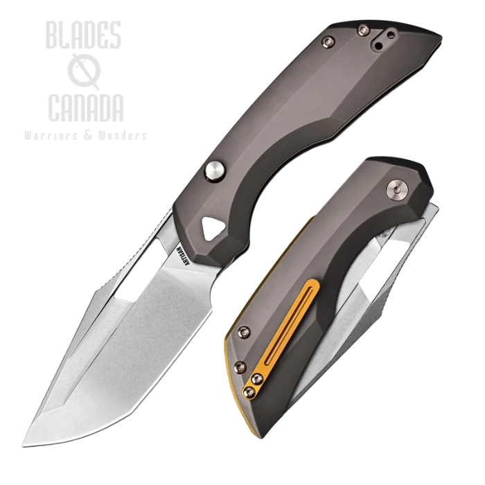 (image for) Artisan Cutlery Mousebird Top Liner Lock Folding Knife, S35VN Stonewash, Titanium Dark, 1889G-DG