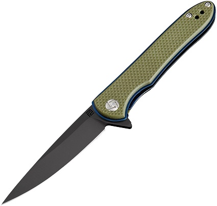 Artisan Cutlery Mini Shark Flipper Folding Knife, D2, G10 Green, 1707PSBGNF - Click Image to Close