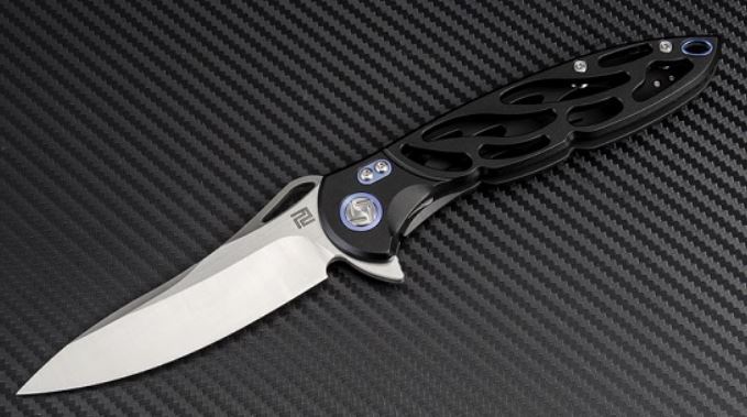 Artisan Cutlery Hoverwing Flipper Framelock Knife, S35VN, Titanium Black, 1801GBKS