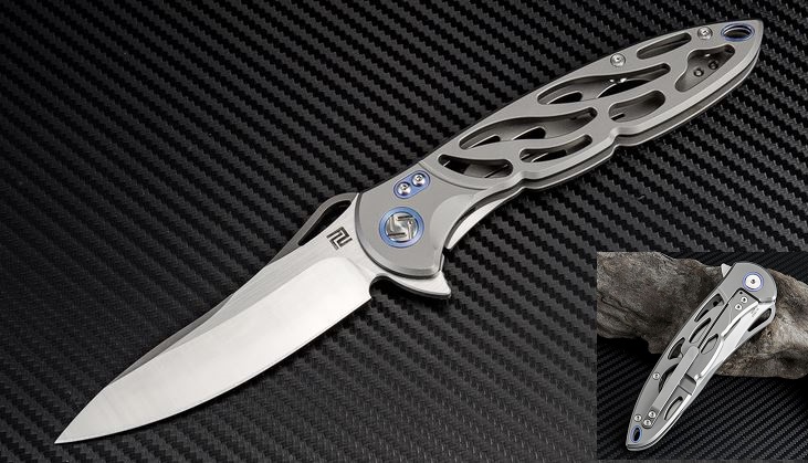 Artisan Cutlery Hoverwing Flipper Framelock Folder, M390, Titanium, 1801GGYM