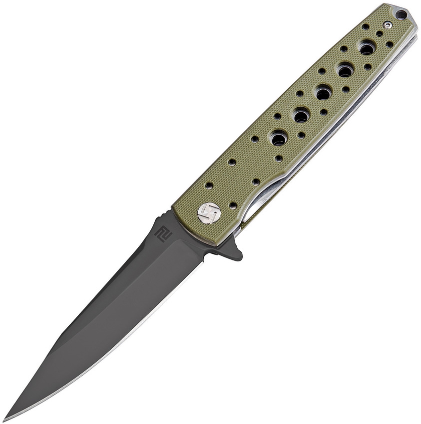 Artisan Cutlery Virginia Flipper Folding Knife, D2, G10 Green, 1807PBGNF - Click Image to Close