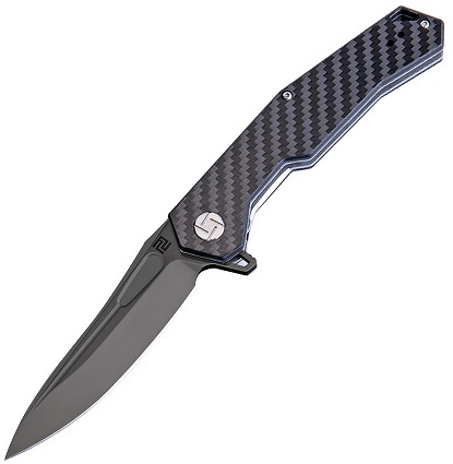 Artisan Cutlery Zumwalt Flipper Folding Knife, D2, Carbon Fiber, 1808PBCF - Click Image to Close