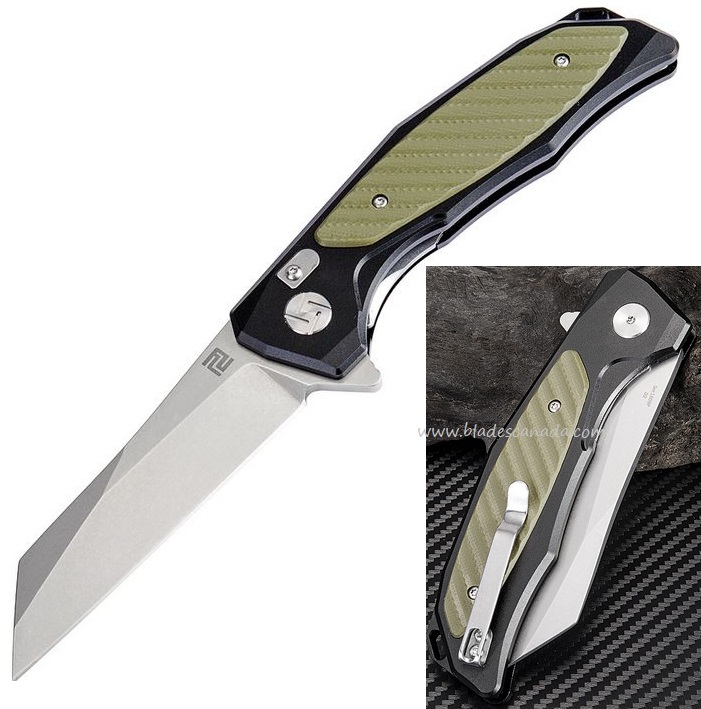 Artisan Cutlery Megahawk Flipper Folding Knife, D2, Aluminum/G10, 1809PBGN