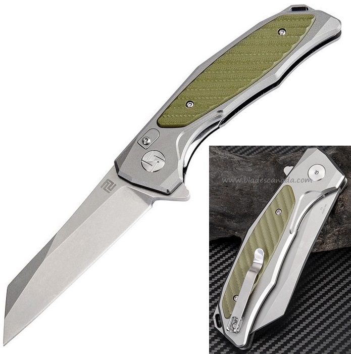 Artisan Cutlery Megahawk Flipper Folding Knife, D2, Aluminum/G10 OD, 1809PGGN