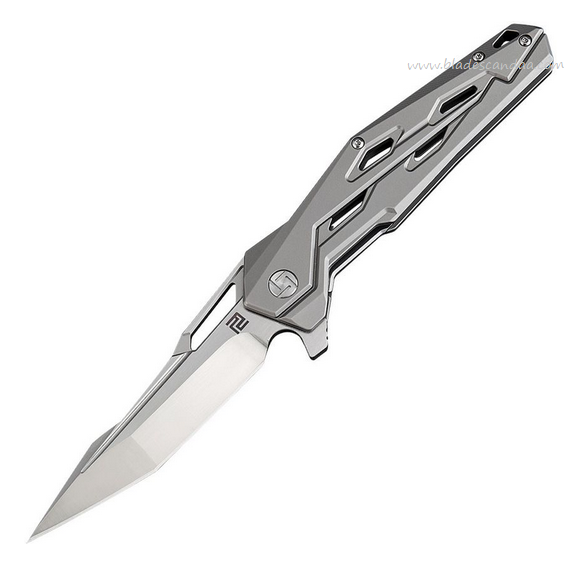 Artisan Cutlery Bomardier Flipper Folding Knife, M390 Satin, Titanium Grey, 1812G-GYM