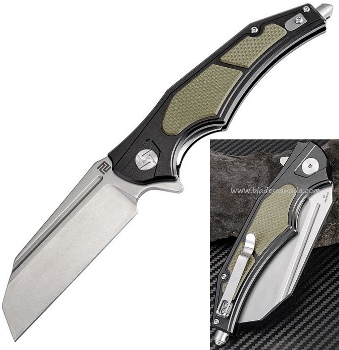 Artisan Cutlery Apache Flipper Folding Knife, D2, Aluminum/G10 Green, 1813PBGN