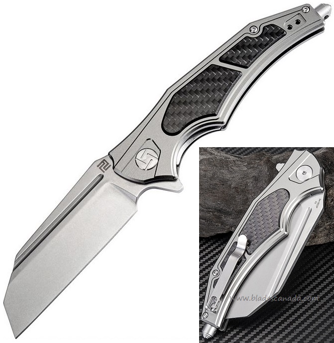 Artisan Cutlery Apache Flipper Folding Knife, D2, Aluminum/CF, 1813P-GCF