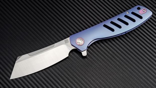 Artisan Cutlery Tomahawk Flipper Framelock Knife, S35VN, Titanium Blue, 1815GBUS - Click Image to Close