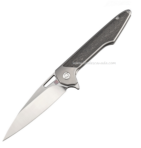 Artisan Cutlery Small Archaeo Flipper Framelock Knife, M390, Titanium/CF, 1821GSGYM