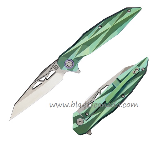 Artisan Cutlery Cygnus Flipper Framelock Knife, S35VN, Titanium Green, 1827GGNS