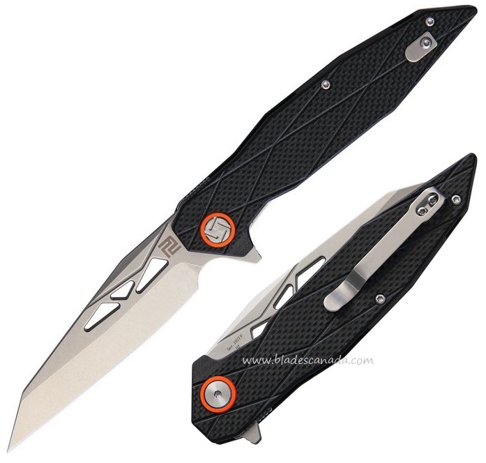 Artisan Cutlery Cygnus Flipper Folding Knife, D2, G10 Black, 1827PBKF - Click Image to Close