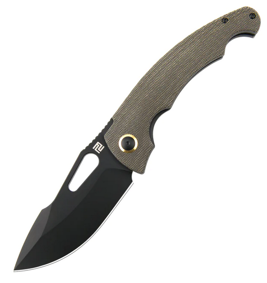 Artisan Cutlery Xcellerator Folding Knife, AR-RPM9 Black, Micarta Brown, 1860P-BODG