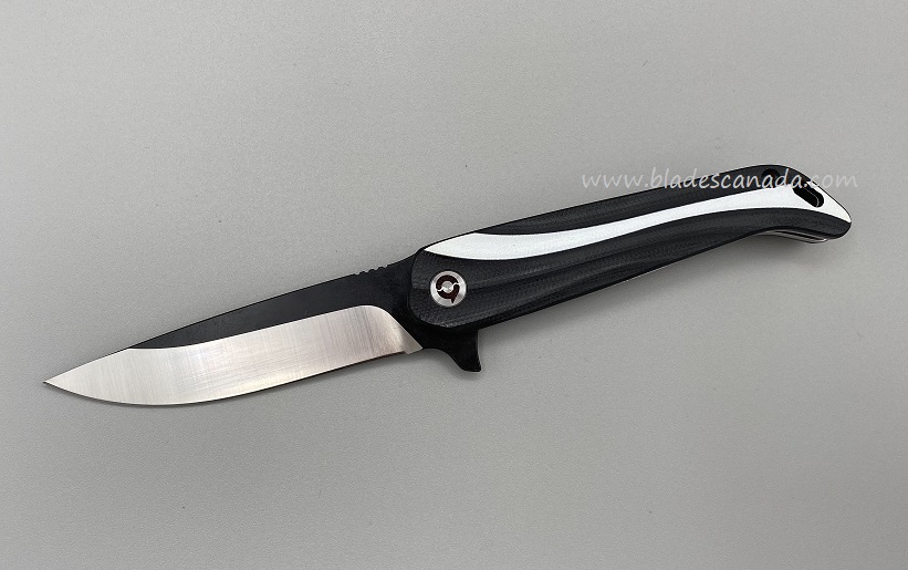 YOBO Aurora Flipper Folding Knife, VG-10 Satin, G10 Black/White, A18103B