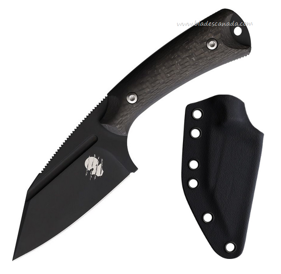 Akeron La Sanction By Bastinelli Fixed Blade Knife, N690 Black SW, Carbon Fiber, AKN002CF