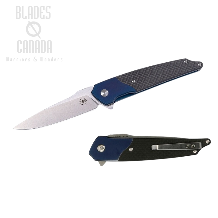 (image for) Amare Peak Folding Knife, Sandvik, Carbon Fiber Blue, 201801