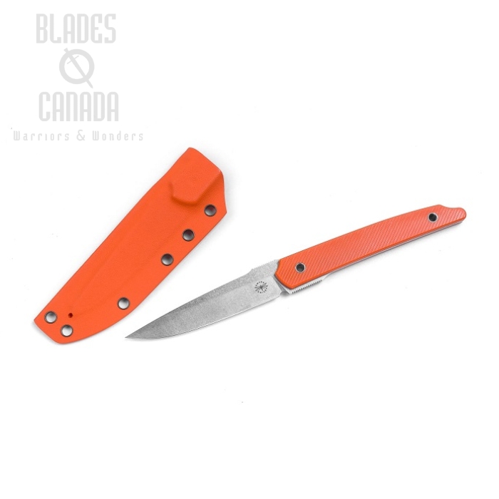 (image for) Amare Pocket Peak Fixed Blade, Sandvik 14C28N, G10 Orange, Kydex Sheath, AMR201807
