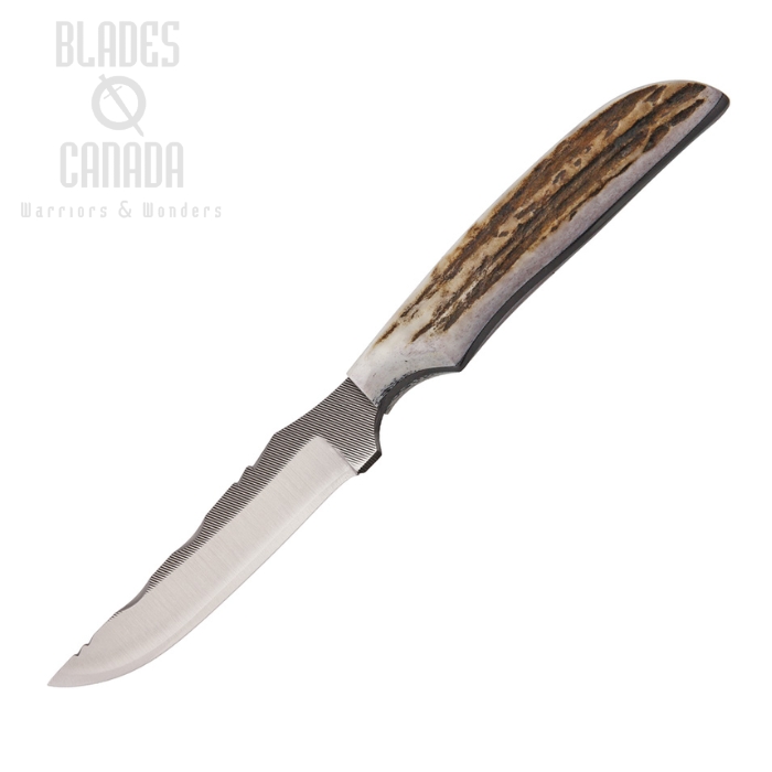(image for) Anza Fixed Blade Knife, Carbon Steel, Elk Handle, Leather Sheath, AZ711FE