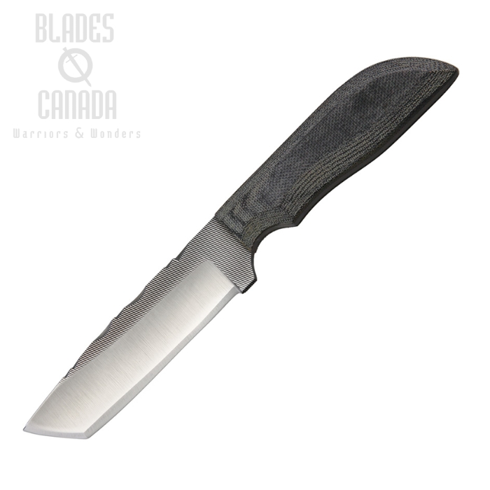 (image for) Anza Fixed Blade Knife, Carbon Steel, Micarta Black, Leather Sheath, AZMC7M