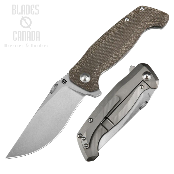 Artisan Cutlery Kami Flipper Framelock Knife, S35VN, Micarta OD Green, 1864G-ODG