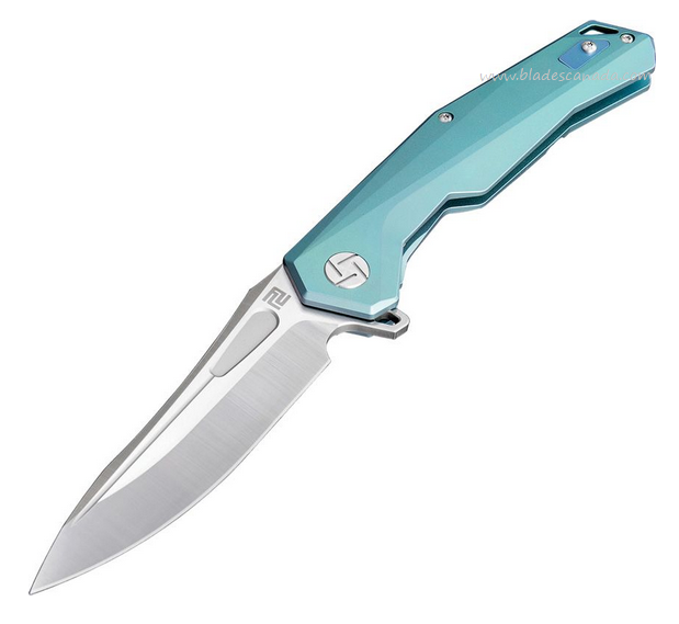 Artisan Cutlery Zumwalt Flipper Framelock Knife, M390 Satin, Titanium Green, ATZ1808GGNM