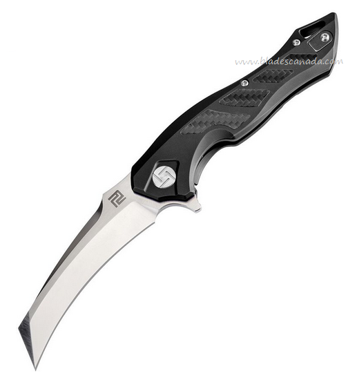 Artisan Cutlery Eagle Flipper Framelock Knife, M390 Satin, Titanium Black w/Carbon Fiber, 1816G-BKM