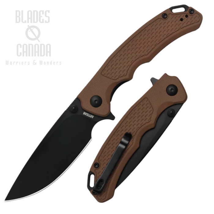 Artisan Cutlery Tradition V2 Flipper Folding Knife, AR-RPM9 Black, G10 Brown, 1702M-BBN