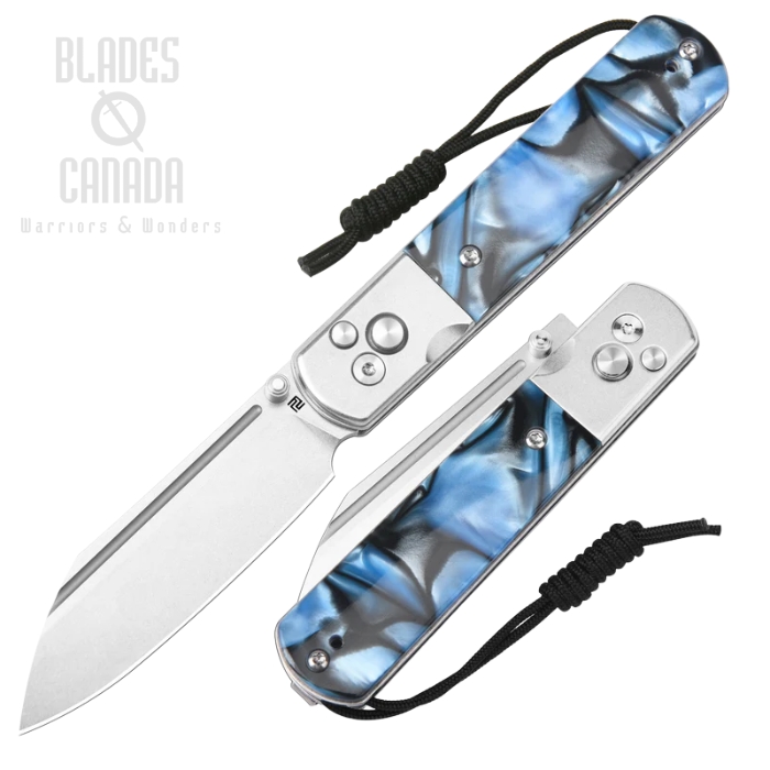 Artisan Cutlery Holm Button Lock Folding Knife, AR-RPM9 SW, Steel/Acrylic, 1875P-BA