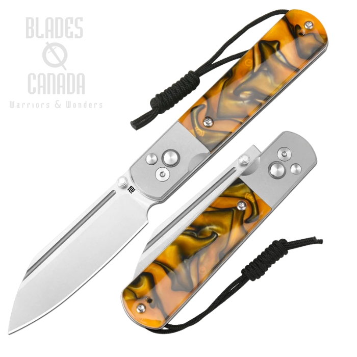 Artisan Cutlery Holm Button Lock Folding Knife, AR-RPM9 SW, Steel/Acrylic, 1875P-OEA