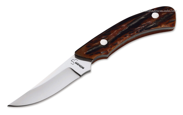 Boker Plus Cowboy Crossdraw Fixed Blade Knife, 440C, Jigged Bone, Leather Sheath, 02BO516