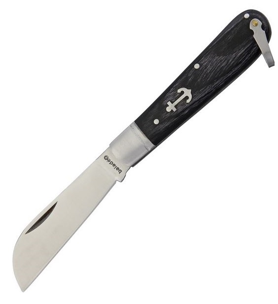 Baladeo Breizh Slipjoint Folding Knife, Stainless, Wood Handle, Anchor Sheild, BALECO061
