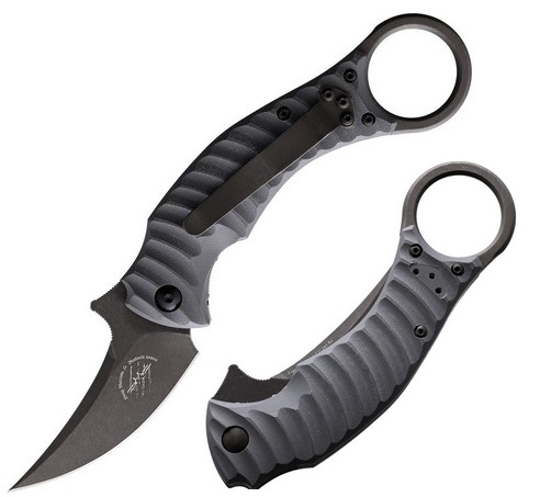 Bastinelli Creations Mako Karambit Folding Knife, N690 Plain Edge, G10 Grey, BC-06