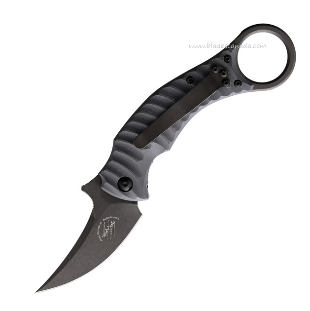 Bastinelli Creations Mako Karambit Folding Knife, N690 Plain Edge, G10 Grey, BC-06