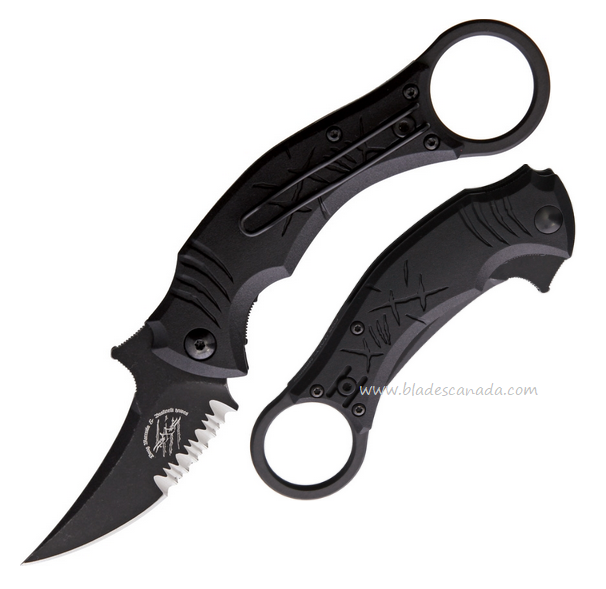 Bastinelli Creations Mako Folding Knife, D2 Serrated, Nylon Black, BAS18S